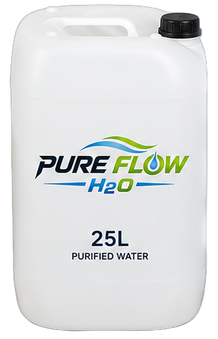 PureFlow H2O branded 25 litre purified water container